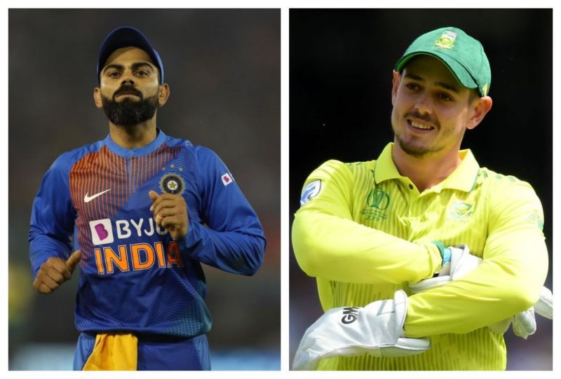 Both the captains, Virat Kohli (L) and Quinton de Kock (R) will be looking to finish the T20I series in a high