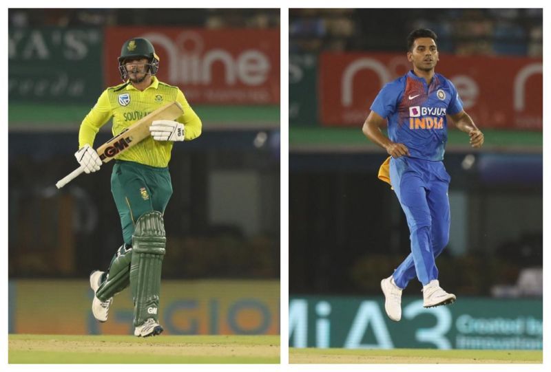 South Africa skipper Quinton de Kock (L) and young pacer Deepak Chahar (R) facing off will be interesting to watch
