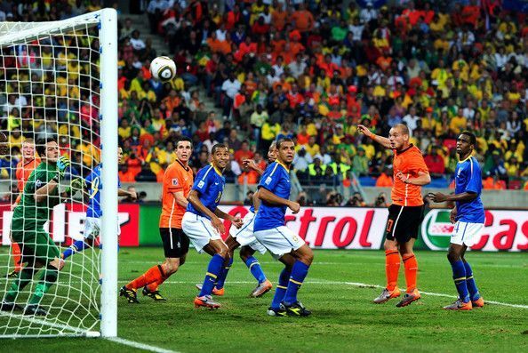 Sneijder's brace helped eliminate Brazil at the quarter-final stage