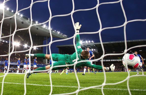 Jordan Pickford in action for Everton