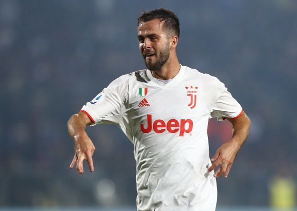 Brescia&#039;s Miralem Pjanic celebrates his winning strike