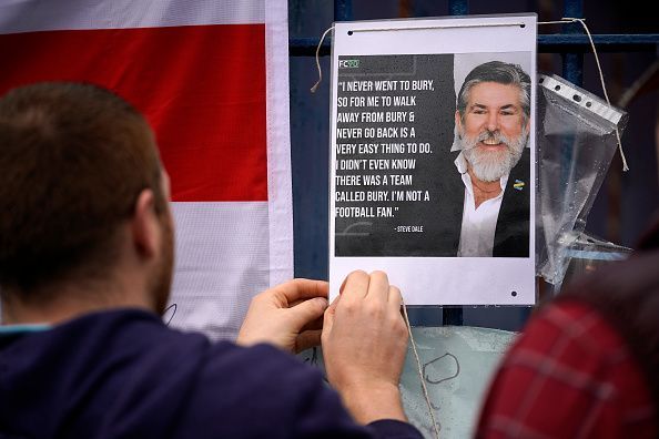 Bury Football Club fans protesting against owner Steve Dale