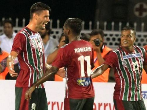 Spainsh striker Salva Chamorro (left) was benched in the 'Kolkata Derby'