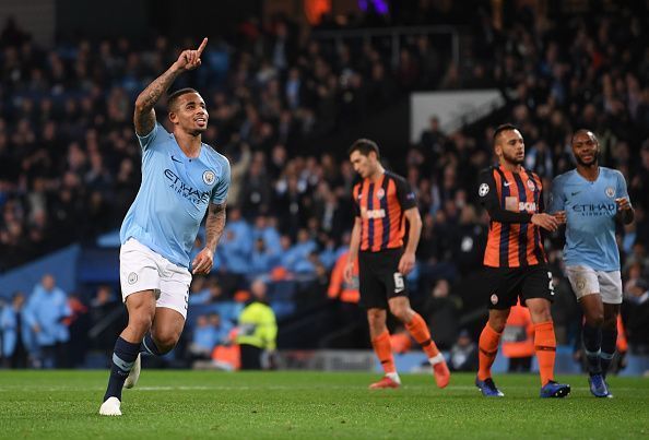 Gabriel Jesus celebrates a goal