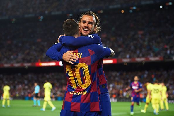 Messi got his first assist of the season as Griezmann headed his corner into the goal