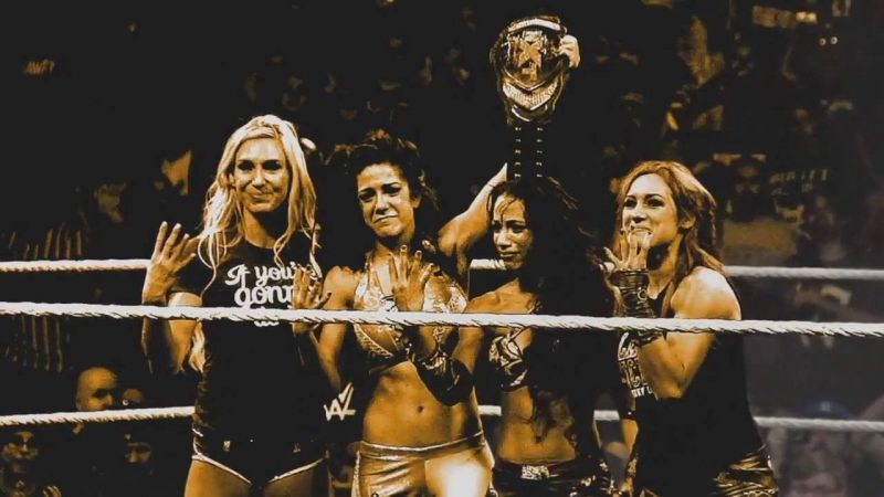 The Four Horsewomen after Bayley defeated Sasha Banks