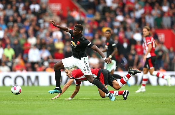 Paul Pogba in action for Manchester United in the 2019/20 season