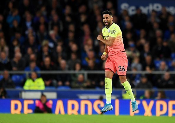 Riyad Mahrez celebrates his tiebreaker