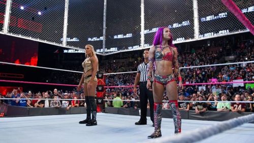 Charlotte Flair and Sasha Banks faced off in the first-ever women's Hell in a Cell. Charlotte Flair