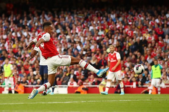 Aubameyang pokes home from close-range to level the scoring after Arsenal's second-half dominance