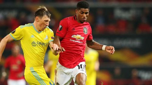 Manchester United's Marcus Rashford in action against Astana