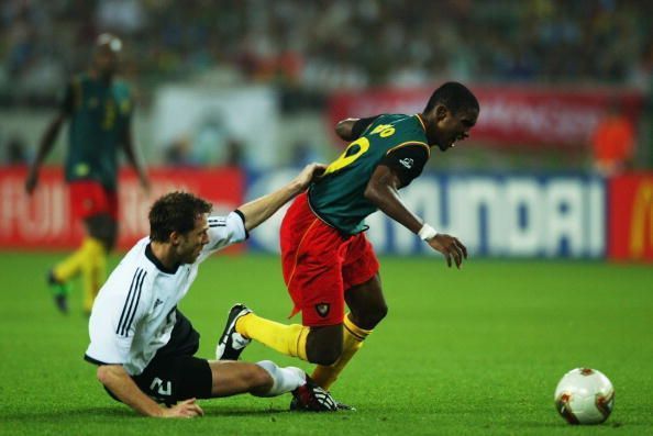 Samuel Eto'o scored his first World Cup goal in 2002