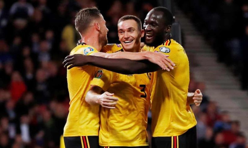 Thomas Vermaelen (middle) scored his second career goal for Belgium.