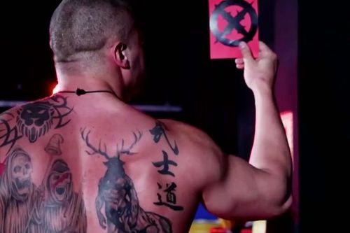 Killer Kross's horror-filled inspirations can even be seen on his back with a tattoo of the Jotunn