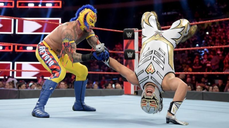 Gran Metalik landed on Rey Mysterio's neck on Raw