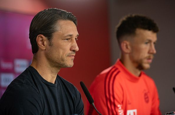 FC Bayern Muenchen&#039;s Niko Kovac (L) is accompanied by Ivan Perisic (R)