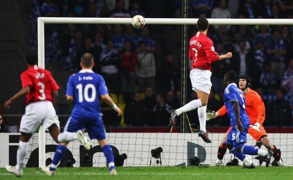 Ronaldo rose hight at the far post to put Manchester United ahead
