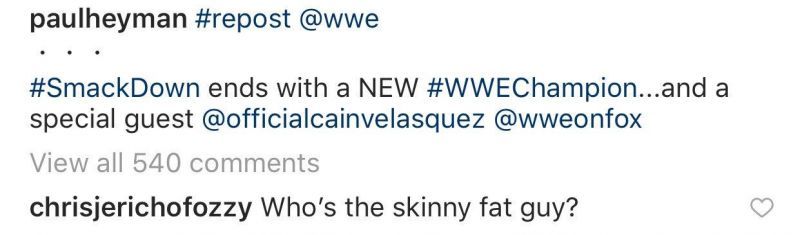 Jericho's reply on Paul Heyman's post