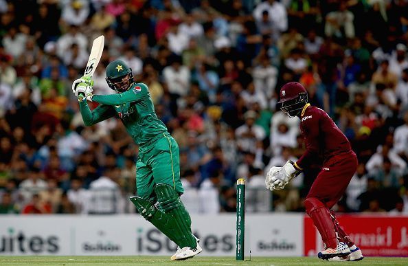 Shoaib Malik batting against West Indies