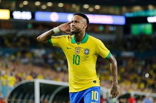 Brazil's Neymar celebrates a goal