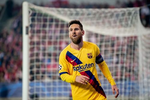 Lionel Messi scored his record-extending 67th group-stage goal in the Champions League against Slavia