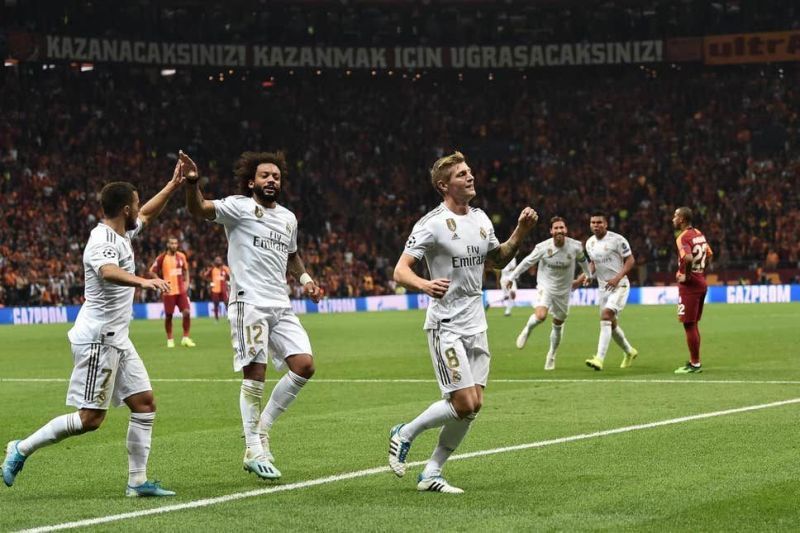 Kroos celebrates Madrid&#039;s only goal.