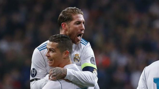 Ronaldo rejoices after scoring against Dortmund in the sixth group game of the 2017-18 Champions League