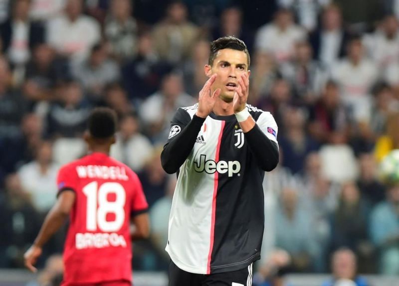 Cristiano Ronaldo rejoices after scoring against Leverkusen