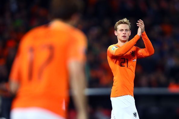 Frenkie de Jong (R) has been a key figure in Netherlands&#039; midfield