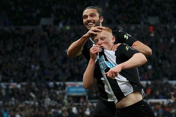 Newcastle United&#039;s Andy Carroll and Matthew Longstaff