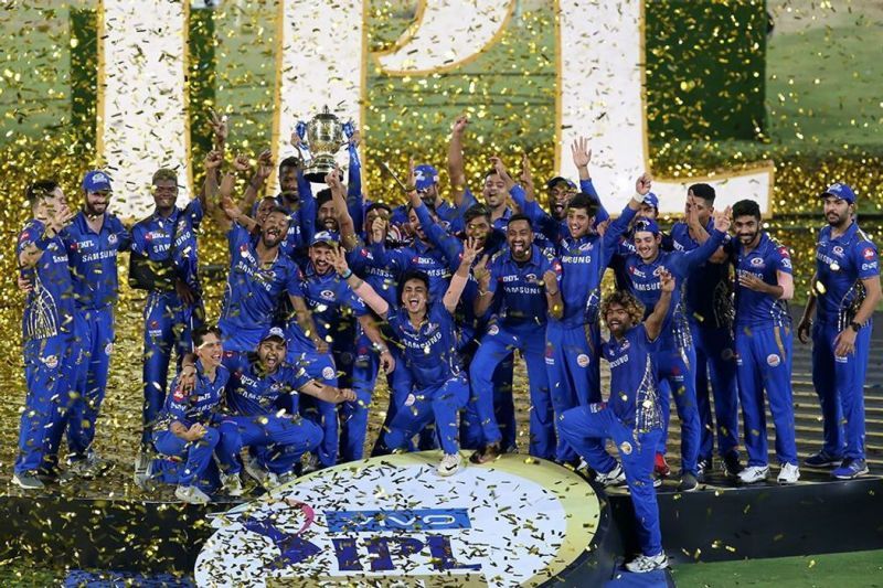 Mumbai Indians&#039; players with the IPL 2019 trophy (Pic courtesy IPLT20.com/BCCI)