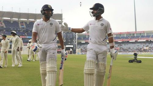 India batsmen Rohit Sharma (left) and Ajinkya Rahane