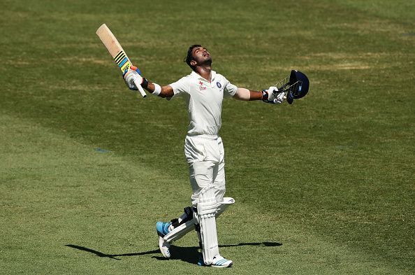 KL Rahul celebrates his maiden hundred