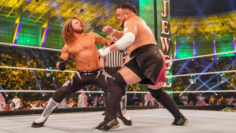 Styles in action last year against Samoa Joe