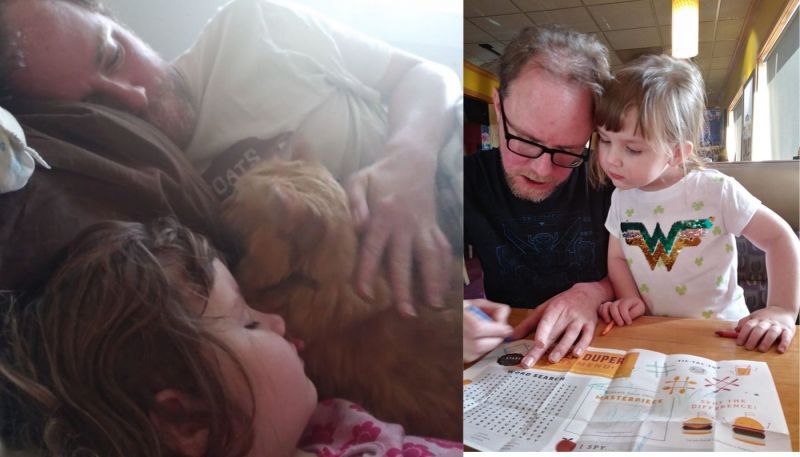 Kevin and his daughter Emily and one of their cats