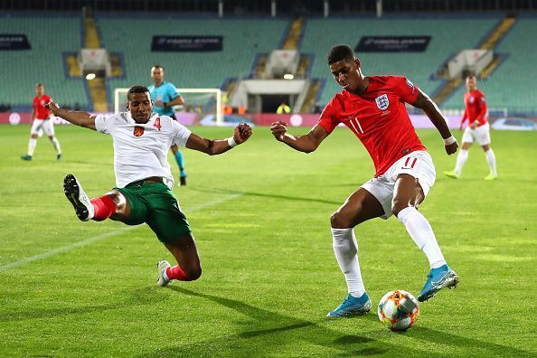 Marcus Rashford in action for England.