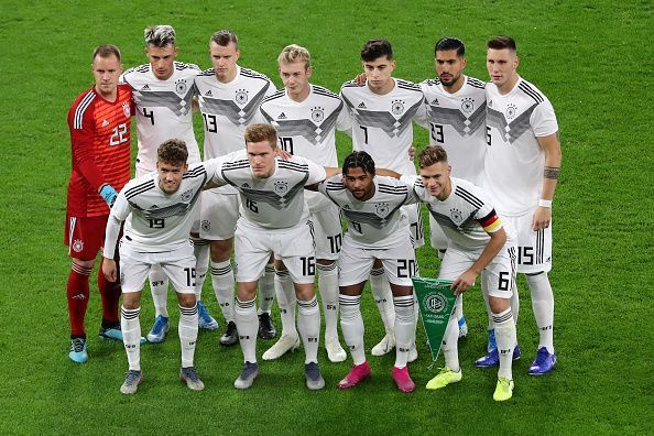 The Germans lineup before kickoff