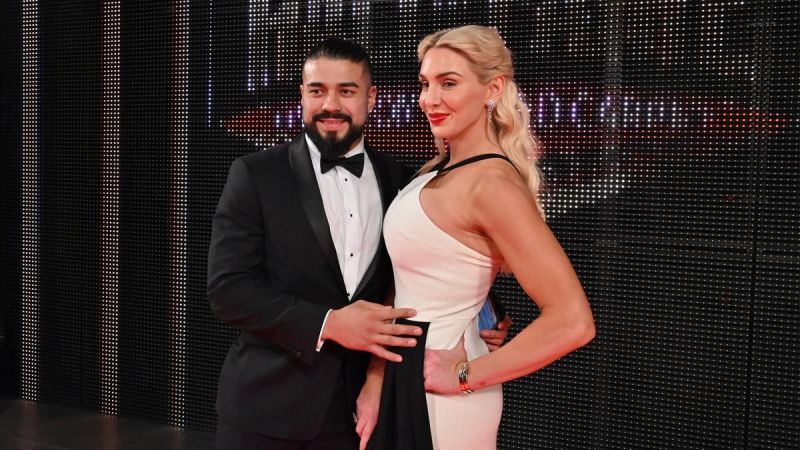 Andrade and Charlotte Flair