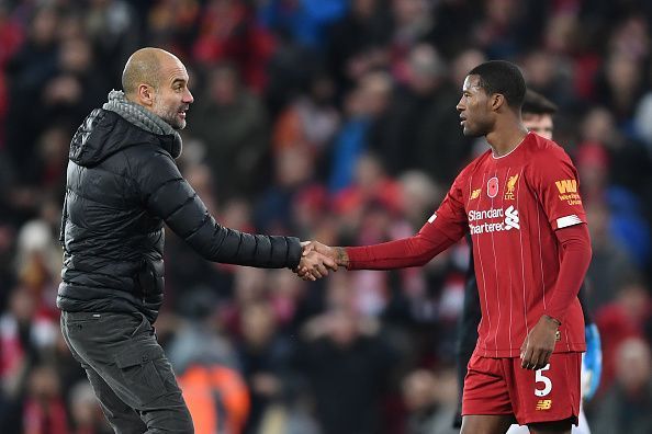 Gini Wijnaldum with Pep Guardiola