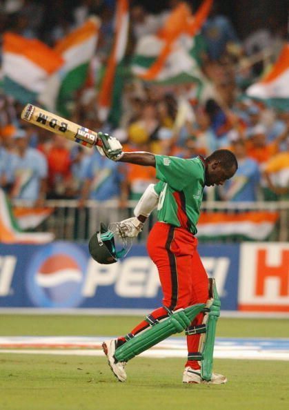 A dejected Maurice Odumbe of Kenya walks back to the pavilion.