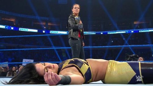 NXT Women's Champion Shayna Baszler invaded SmackDown and laid out SmackDown Women's Champion Bayley