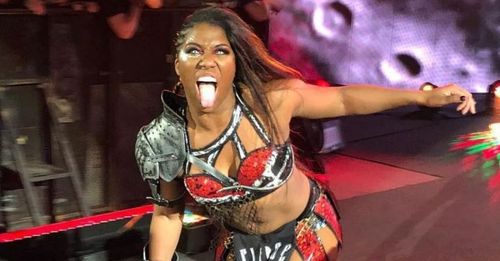 Ember Moon has dyed her hair bright blue