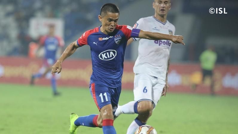 Sunil Chhetri got his first goal of the season. Photo Credits: indiansuperleague.com