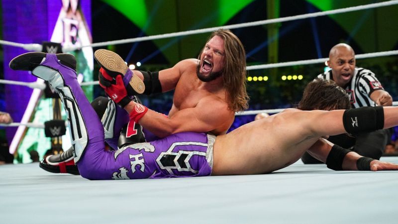 AJ Styles locking in the Calf Crusher at Crown Jewel