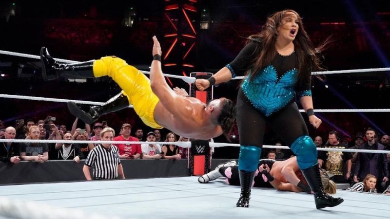 Nia Jax had a good showing in the men&#039;s Royal Rumble match back in January