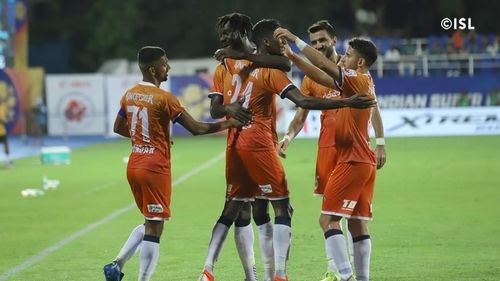 Goa players celebrate. Image courtesy: ISL