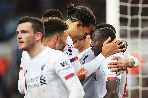 Aston Villa v Liverpool FC - the Reds celebrate a late winner