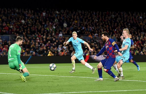 Against FC Barcelona's Lionel Messi