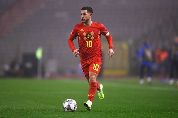 Eden Hazard playing for Belgium