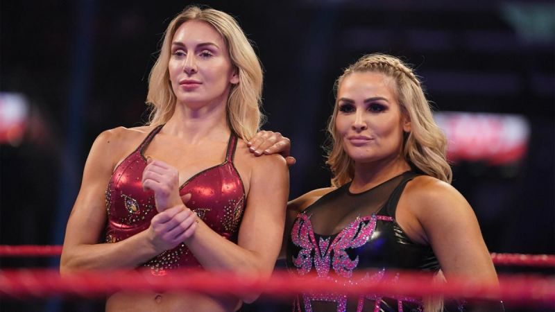 Charlotte Flair and Natalya before their match against The IIconics